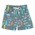 thumbnail image 1 of FORMRS Boys Swim Trunks Quick Dry Mesh Lining Beach Boardshorts, Sizes XS-XL, Cartoon Beach Pattern, 1 of 7
