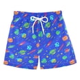 thumbnail image 1 of FORMRS Boys Swim Trunks Quick Dry Mesh Lining Beach Boardshorts, Sizes XS-XL, Colorful Cartoon Planets, 1 of 7
