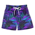 thumbnail image 1 of FORMRS Boys Swim Trunks Quick Dry Mesh Lining Beach Boardshorts, Sizes XS-XL, Dark Mushrooms Pattern, 1 of 7