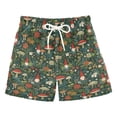 thumbnail image 1 of FORMRS Boys Swim Trunks Quick Dry Mesh Lining Beach Boardshorts, Sizes XS-XL, Forest Mushroom Pattern, 1 of 7