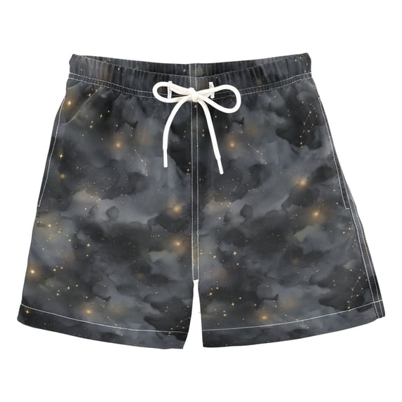 FORMRS Boys Swim Trunks Quick Dry Mesh Lining Beach Boardshorts, Sizes XS-XL, Gray Sky Pattern