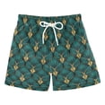 thumbnail image 1 of FORMRS Boys Swim Trunks Quick Dry Mesh Lining Beach Boardshorts, Sizes XS-XL, Green Abstract Pattern, 1 of 7