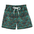thumbnail image 1 of FORMRS Boys Swim Trunks Quick Dry Mesh Lining Beach Boardshorts, Sizes XS-XL, Green Art Abstract Pattern, 1 of 7