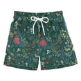 thumbnail image 1 of FORMRS Boys Swim Trunks Quick Dry Mesh Lining Beach Boardshorts, Sizes XS-XL, Green Christmas Forest, 1 of 5