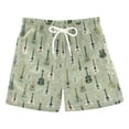 thumbnail image 1 of FORMRS Boys Swim Trunks Quick Dry Mesh Lining Beach Boardshorts, Sizes XS-XL, Green Floral Guitar Pattern, 1 of 7