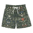 thumbnail image 1 of FORMRS Boys Swim Trunks Quick Dry Mesh Lining Beach Boardshorts, Sizes XS-XL, Green Flowers Pattern, 1 of 7