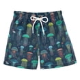 thumbnail image 1 of FORMRS Boys Swim Trunks Quick Dry Mesh Lining Beach Boardshorts, Sizes XS-XL, Green Jellyfish Pattern, 1 of 7