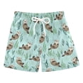 thumbnail image 1 of FORMRS Boys Swim Trunks Quick Dry Mesh Lining Beach Boardshorts, Sizes XS-XL, Green Otters Pattern, 1 of 7