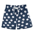 thumbnail image 1 of FORMRS Boys Swim Trunks Quick Dry Mesh Lining Beach Boardshorts, Sizes XS-XL, Navy Blue Baseball Pattern, 1 of 7