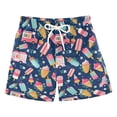 thumbnail image 1 of FORMRS Boys Swim Trunks Quick Dry Mesh Lining Beach Boardshorts, Sizes XS-XL, Pink Cartoon Truck Pattern, 1 of 7