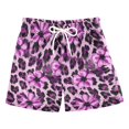 thumbnail image 1 of FORMRS Boys Swim Trunks Quick Dry Mesh Lining Beach Boardshorts, Sizes XS-XL, Purple Floral Leopard Pattern, 1 of 7