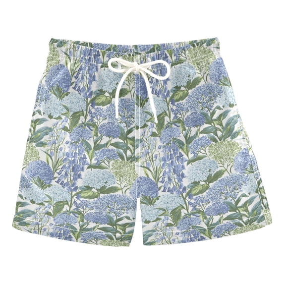FORMRS Boys Swim Trunks Quick Dry Mesh Lining Beach Boardshorts, Sizes XS-XL, Vibrant Hydrangeas Pattern