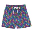 thumbnail image 1 of FORMRS Boys Swim Trunks Quick Dry Mesh Lining Beach Boardshorts, Sizes XS-XL, Vibrant Stained Glass Pattern, 1 of 7