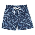 thumbnail image 1 of FORMRS Boys Swim Trunks Quick Dry Mesh Lining Beach Boardshorts, Sizes XS-XL, Watercolor Shark Pattern, 1 of 7
