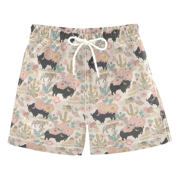 FORMRS Boys Swim Trunks Quick Dry Mesh Lining Beach Boardshorts, Sizes XS-XL, West Wild Pattern