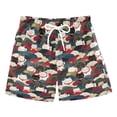 thumbnail image 1 of FORMRS Boys Swim Trunks Quick Dry Mesh Lining Beach Boardshorts, Sizes XS-XL, White Lucky Cat, 1 of 7
