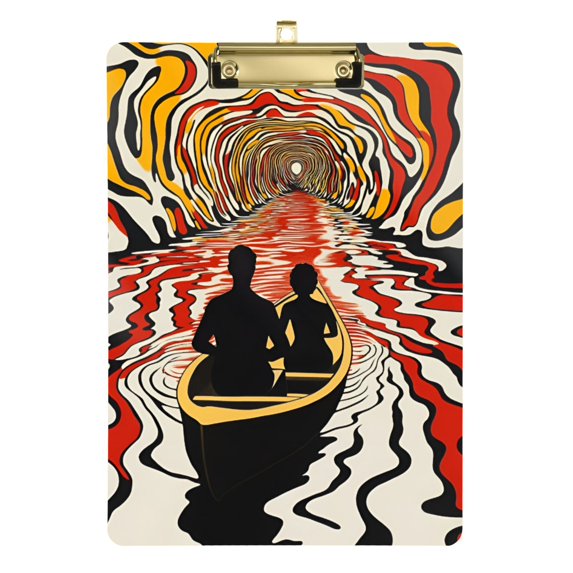 FORMRS Acrylic Clipboard with Low Profile Clip Standard A4 Letter Size, 12.5" x 9", Abstract Boat Ride
