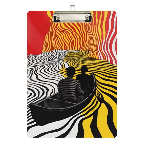 FORMRS Acrylic Clipboard with Low Profile Clip Standard A4 Letter Size, 12.5" x 9", Abstract Boat