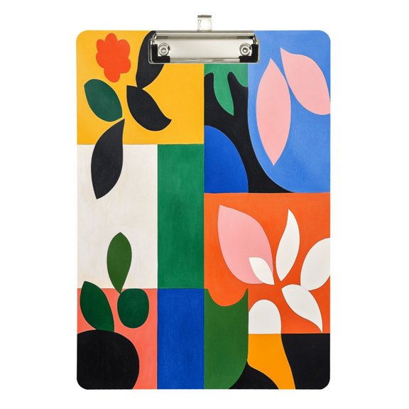 FORMRS Acrylic Clipboard with Low Profile Clip Standard A4 Letter Size, 12.5" x 9", Abstract Plants