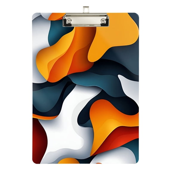 FORMRS Acrylic Clipboard with Low Profile Clip Standard A4 Letter Size, 12.5" x 9", Abstract Wavy