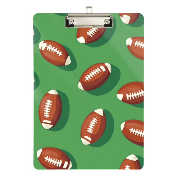 FORMRS Acrylic Clipboard with Low Profile Clip Standard A4 Letter Size, 12.5" x 9", American Footballs