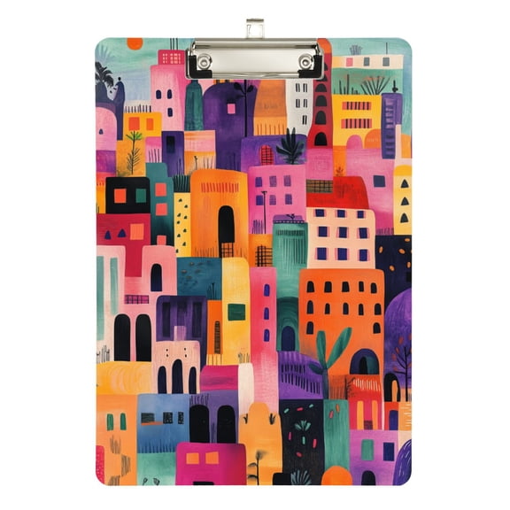FORMRS Acrylic Clipboard with Low Profile Clip Standard A4 Letter Size, 12.5" x 9", Art Buildings