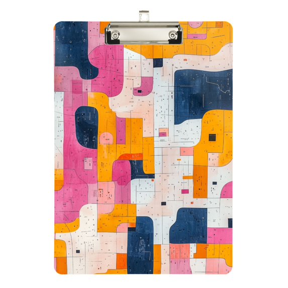 FORMRS Acrylic Clipboard with Low Profile Clip Standard A4 Letter Size, 12.5" x 9", Art Geometric