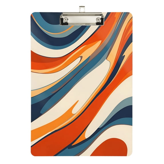FORMRS Acrylic Clipboard with Low Profile Clip Standard A4 Letter Size, 12.5" x 9", Beige Abstract Wavy