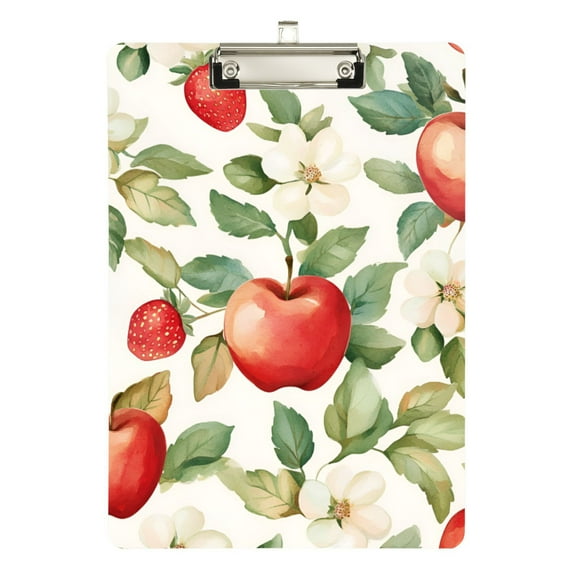 FORMRS Acrylic Clipboard with Low Profile Clip Standard A4 Letter Size, 12.5" x 9", Beige Apple Pattern
