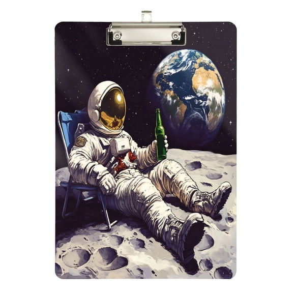FORMRS Acrylic Clipboard with Low Profile Clip Standard A4 Letter Size, 12.5" x 9", Beige Astronaut