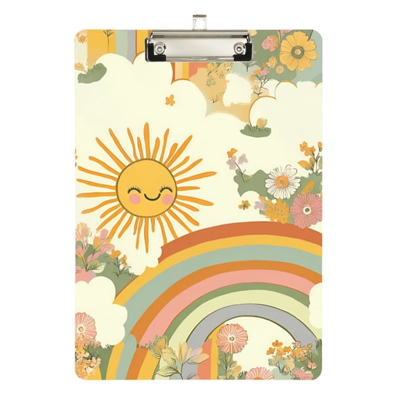 FORMRS Acrylic Clipboard with Low Profile Clip Standard A4 Letter Size, 12.5" x 9", Beige Clouds