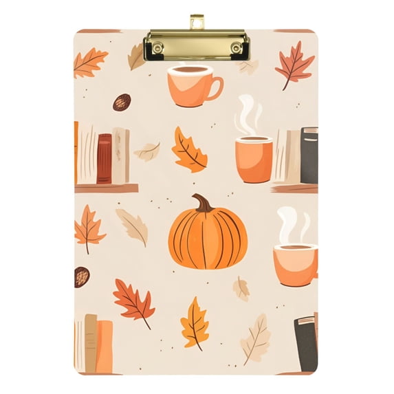 FORMRS Acrylic Clipboard with Low Profile Clip Standard A4 Letter Size, 12.5" x 9", Beige Fall Acorns Pattern