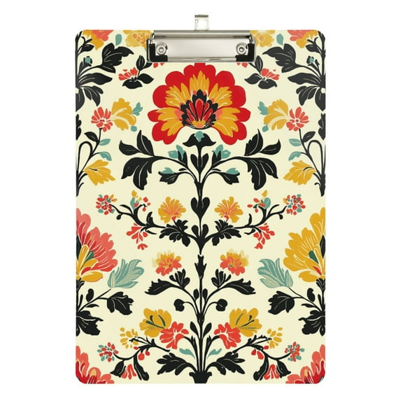 FORMRS Acrylic Clipboard with Low Profile Clip Standard A4 Letter Size, 12.5" x 9", Beige Floral