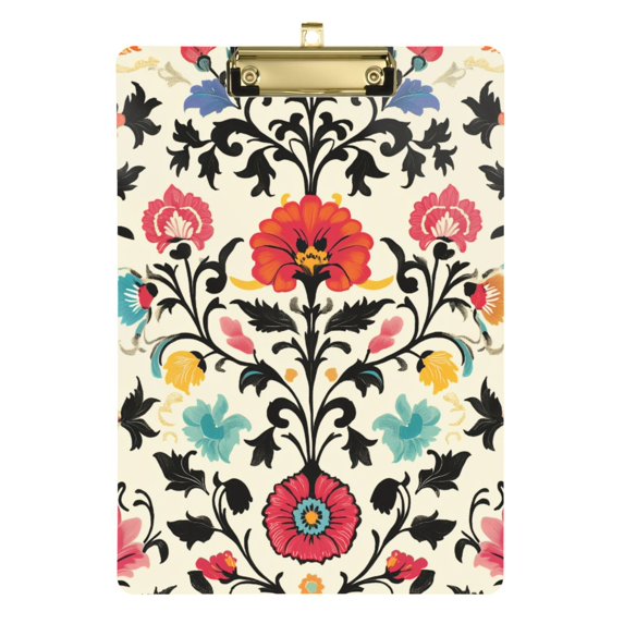 FORMRS Acrylic Clipboard with Low Profile Clip Standard A4 Letter Size, 12.5" x 9", Beige Red Floral
