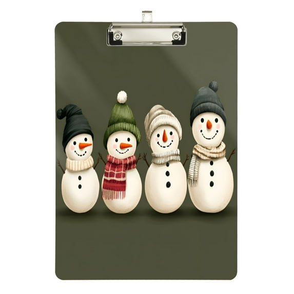 FORMRS Acrylic Clipboard with Low Profile Clip Standard A4 Letter Size, 12.5" x 9", Beige Snowmen