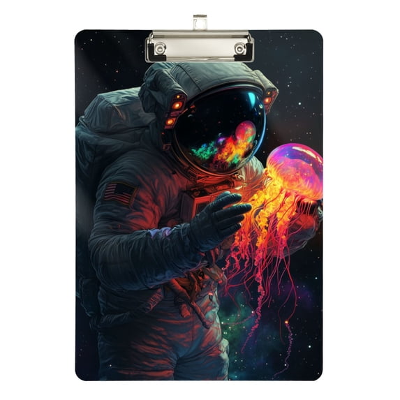 FORMRS Acrylic Clipboard with Low Profile Clip Standard A4 Letter Size, 12.5" x 9", Black Astronaut