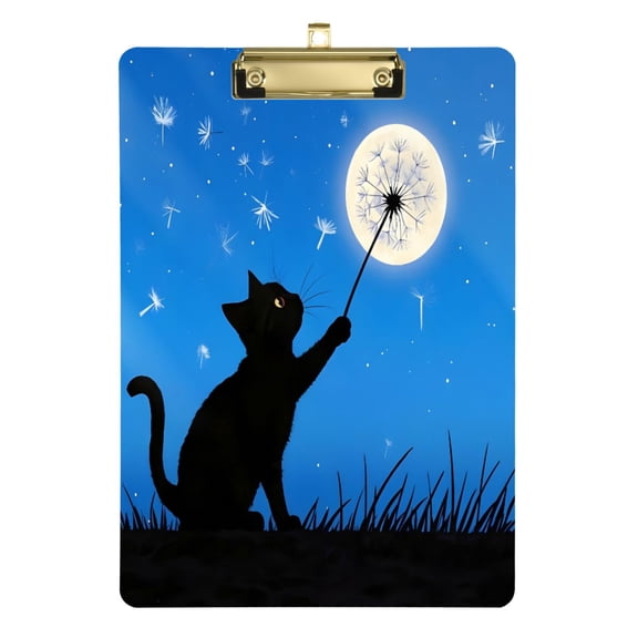 FORMRS Acrylic Clipboard with Low Profile Clip Standard A4 Letter Size, 12.5" x 9", Black Cat