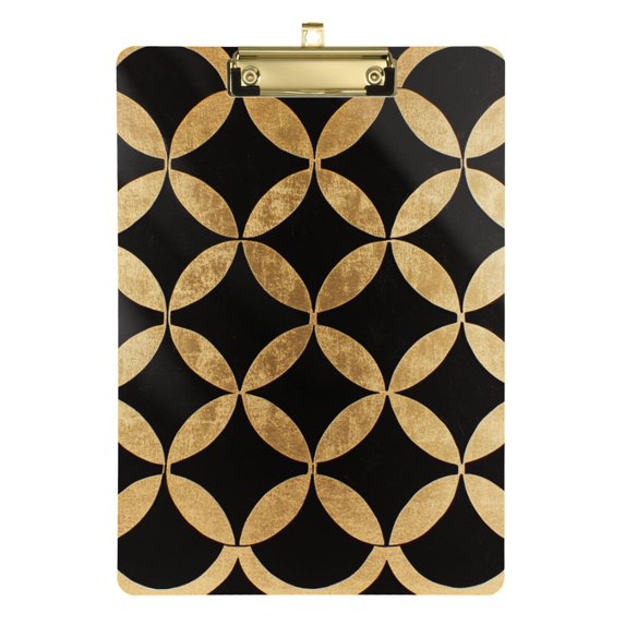 FORMRS Acrylic Clipboard with Low Profile Clip Standard A4 Letter Size, 12.5" x 9", Black Geometric