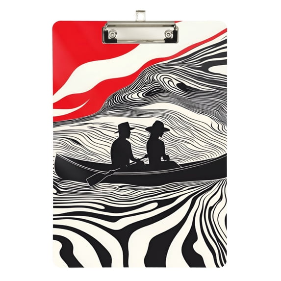 FORMRS Acrylic Clipboard with Low Profile Clip Standard A4 Letter Size, 12.5" x 9", Black Illusionary Boat