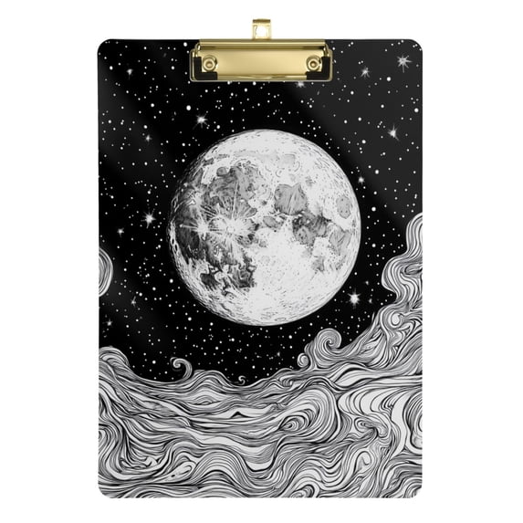 FORMRS Acrylic Clipboard with Low Profile Clip Standard A4 Letter Size, 12.5" x 9", Black Moon