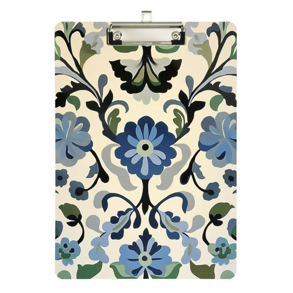 FORMRS Acrylic Clipboard with Low Profile Clip Standard A4 Letter Size, 12.5" x 9", Blue Floral