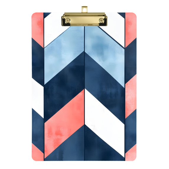 FORMRS Acrylic Clipboard with Low Profile Clip Standard A4 Letter Size, 12.5" x 9", Blue Geometric
