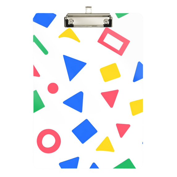 FORMRS Acrylic Clipboard with Low Profile Clip Standard A4 Letter Size, 12.5" x 9", Blue Retro Triangles