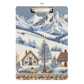 FORMRS Acrylic Clipboard with Low Profile Clip Standard A4 Letter Size, 12.5" x 9", Blue Snowy Mountain