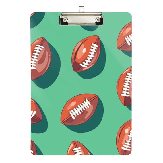 FORMRS Acrylic Clipboard with Low Profile Clip Standard A4 Letter Size, 12.5" x 9", Brown American Footballs