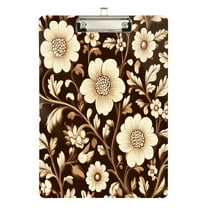 FORMRS Acrylic Clipboard with Low Profile Clip Standard A4 Letter Size, 12.5" x 9", Brown Floral