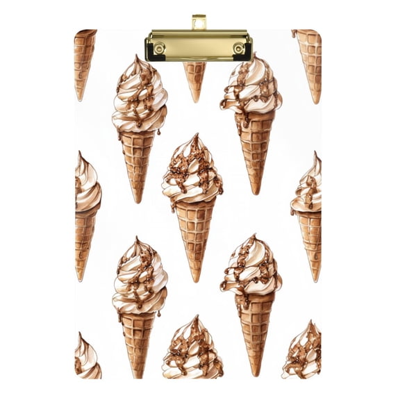 FORMRS Acrylic Clipboard with Low Profile Clip Standard A4 Letter Size, 12.5" x 9", Brown Ice Cream Pattern