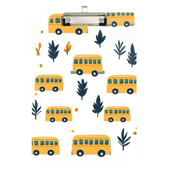 FORMRS Acrylic Clipboard with Low Profile Clip Standard A4 Letter Size, 12.5" x 9", Bus Tree Pattern
