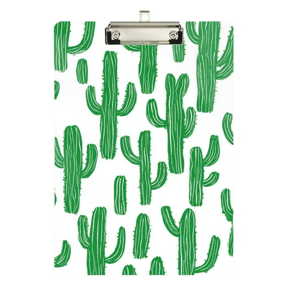 FORMRS Acrylic Clipboard with Low Profile Clip Standard A4 Letter Size, 12.5" x 9", Cactus Pattern