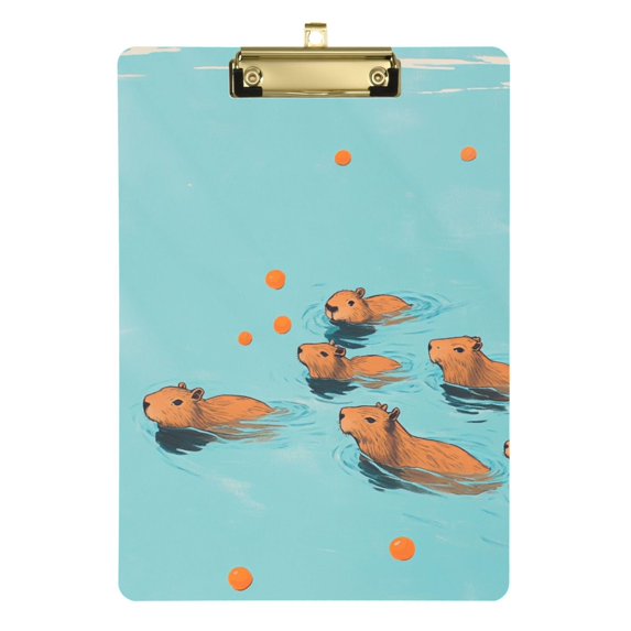 FORMRS Acrylic Clipboard with Low Profile Clip Standard A4 Letter Size, 12.5" x 9", Capybara Splash